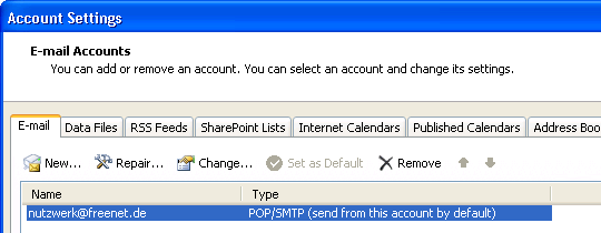 POP3 eMail account