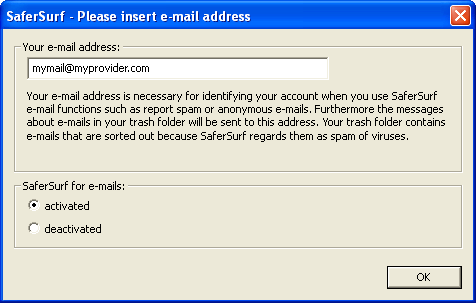 SaferSurf eMail - Settings